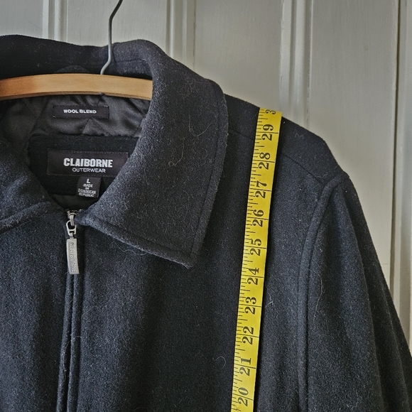 Claiborne Outerwear Men's Large Black Wool Zip-up Coat - Picture 9 of 11